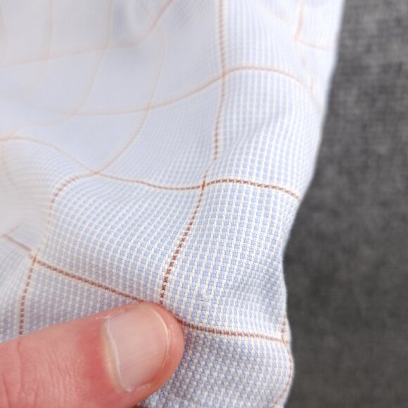 Eton Blue Orange Check 18 Button Up Convertible Cuff Pocket Long Sleeve Shirt - Picture 15 of 16